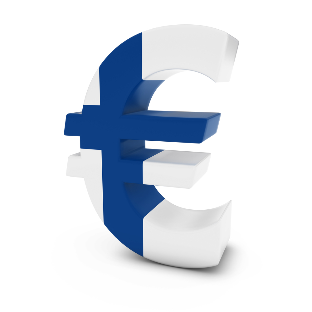 Symbol waluty EURO w kolorze biało- granatowym