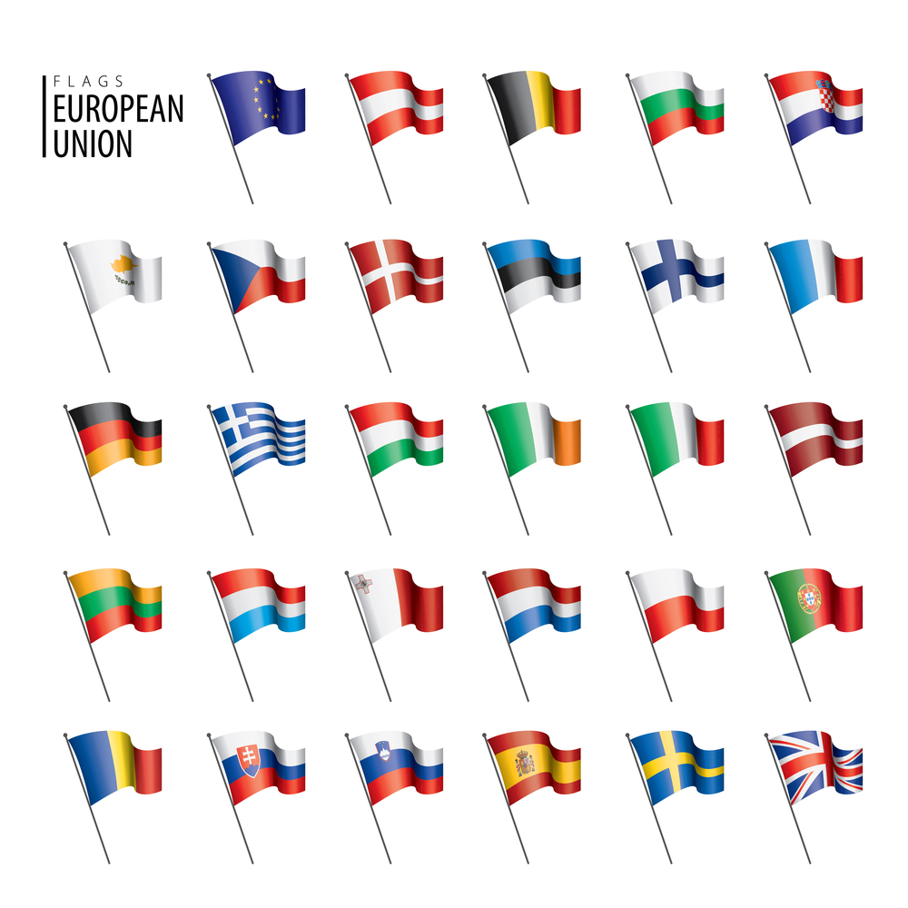 Flagi UE na białym tle