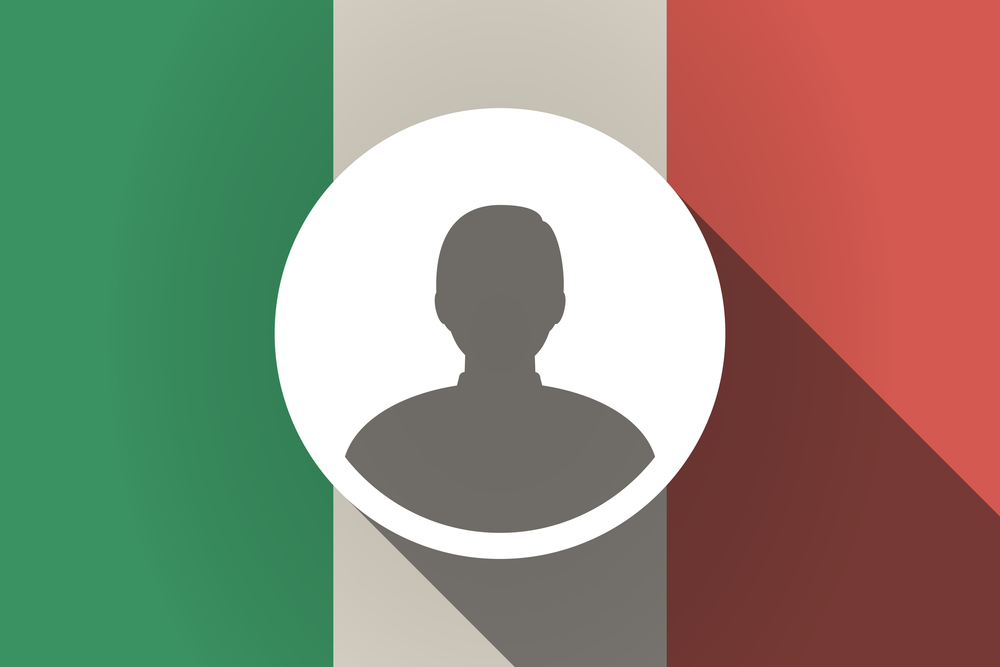 Na tle flagi Włoch w cieniu avatar w kole